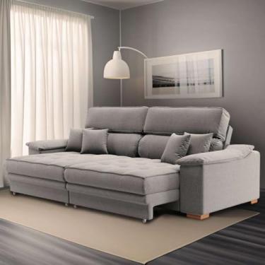 Imagem de Sofá 3 Lugares Retrátil e Reclinável Leonard Linho Cinza