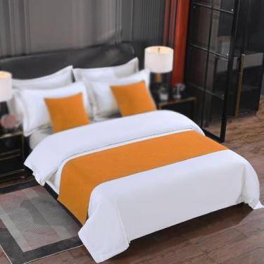 Imagem de Cachecol de corredor de cama de hotel, quarto, linha de algodão, colchas modernas, decorativas, à prova de poeira, protetor de cama para cama de solteiro queen king size - laranja||50 x 210 cm para
