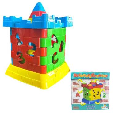 Imagem de Brinquedo Bebe Blocos De Encaixar Didático Castelo Colorido - Divplast