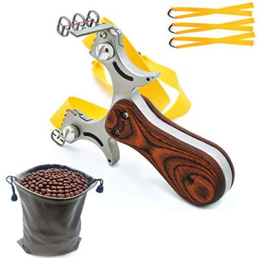 Imagem de Slingshot, conjunto de estilingue profissional, estilingue poderoso de alta velocidade para caça, estilingue adulto ao ar livre, estilingue de catapulta de velocidade de aço inoxidável com 3 elásticos