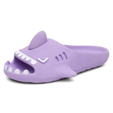 Imagem de Chinelo Infantil Slide Tubarao Divertido Barbatana Calce Facil Microexpandido Conforto Resistente Tamanho:30;Cor:Lilás;Gênero:Unissex;Departamento BS:Esporte