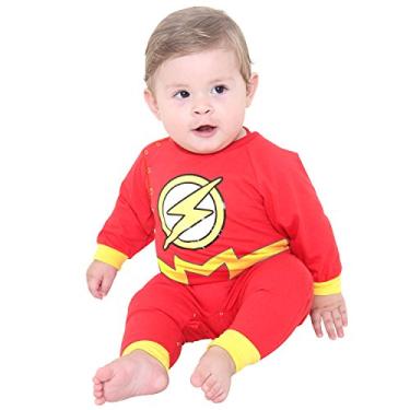 Imagem de Macacão the Flash Bebe Sulamericana Fantasias Vermelho P-3 Meses