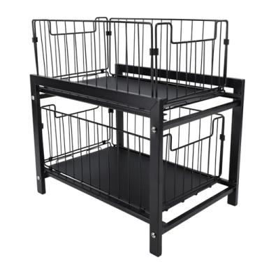 Imagem de Luocute Organizador Sob a Pia de 2 Camadas, Prateleira Removível de Armazenamento de Bancada para Temperos para Armário de Banheiro de Cozinha, Maximiza a Utilização do Espaço, Gavetas