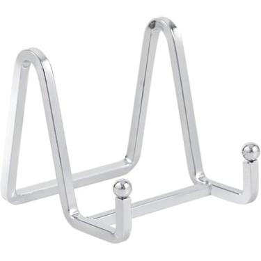 Imagem de Suporte de exibição de cavalete para placa - Suportes de placa de metal de 7,6 cm para exibição - Suporte de mesa - Cavaletes de ferro prata para exibição de fotos | Molduras de fotos | Livro | Placas