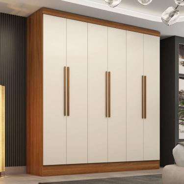Imagem de Guarda-roupa 6 Portas 3 Gavetas Capri Espresso Móveis Cinamomo/Off White