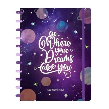 Imagem de Caderno de Discos Flex Inteligente Iscool Personalizado G Cosmos Planetas Roxo