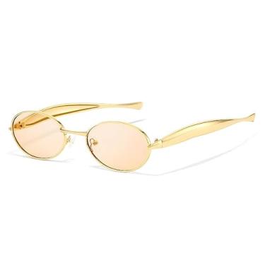 Imagem de Chicid Óculos de sol aviador grandes para mulheres, moderno, armação de metal 2025, proteção UV, Armação dourada A01/lente champanhe, Small