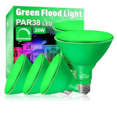 Imagem de Gonhom 4 Pacotes de Luzes de Inundação Verdes Par38 para Exteriores, Lâmpada Verde de Inundação Regulável, 20 W (Equivalente A 200 W), Luz Led Verde Base E26, Lâmpadas de Natal, Varanda Ao Ar Livre, I