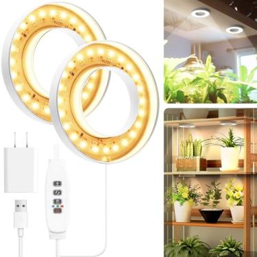Imagem de Mosthink Luzes de cultivo de teto para plantas de interior, 96 LEDs de espectro completo, lâmpada de cultivo sob armário com temporizador automático, 10 níveis reguláveis, 3 modos com tampa