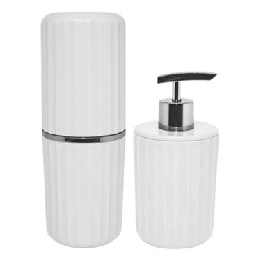 Imagem de Conjunto De Banheiro Pia Porta Escova De Dente Sabonete (Branco)