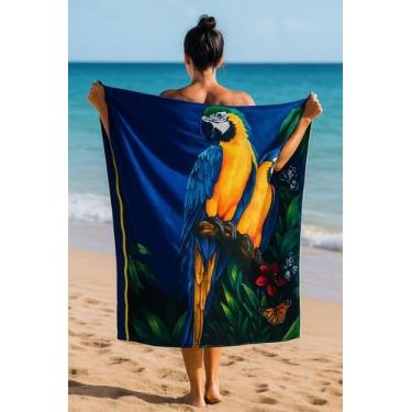 Imagem de Toalha de Praia Algodão Estampa  Arara Azul - SLC