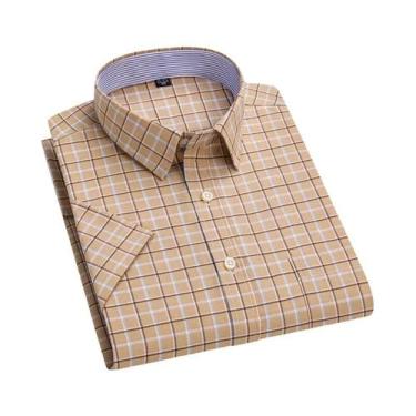 Imagem de Camisa Oxford Xadrez Masculina Plus Size - Manga Curta 100% Algodão, 3