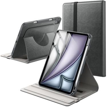 Imagem de JETech Capa Giratória para iPad Air 11 Polegadas M3/M2 (2025/2024), iPad Air 5/4 (2022/2020 5ª/4ª 10,9 Polegadas) com Porta-Pencil, Capa de Couro PU com Rotação de 360 Graus (Cinza Espacial)