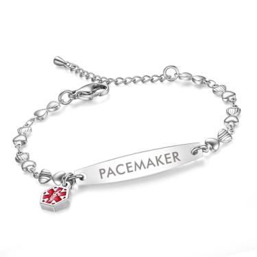 Imagem de LinnaLove - Pulseira de identificação de alerta médico de corrente simples em rolo pré-gravada para mulheres, one size, Sem Pedra Preciosa