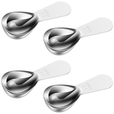 Imagem de ZJRDYYK 1 colher de sopa (15 ml) / 2 colheres de sopa (30 ml) 4 peças de aço inoxidável colher de café com cabo curto para café moído, colher de medida para feijão, expresso, pó, suger, proteína, chá
