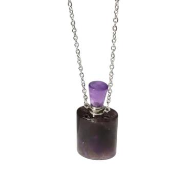 Imagem de Colar Aço Inox com Difusor de Ametista Frasco de Proteção e Espiritualidade (ROXO/VIOLETA)
