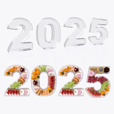 Imagem de RUFHVTY Caixa de tabuleiro de charcutaria com número de acrílico de 28 cm, bandeja de servir reutilizável para bolo e doces, para decoração de festa de aniversário de aniversário (2025)
