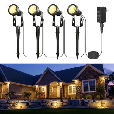 Imagem de Zuske Iluminação de paisagem externa, pacote com 4 luzes para ambientes externos com transformador, luzes LED para jardim, quintal, quintal, plantas, gramado, árvores, casa, bandeiras, IP65 à prova
