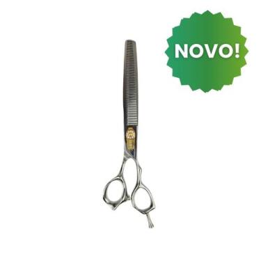 Imagem de Tesoura Semi-Dentada MBS Basic - Prata e Dourado - 7,5" - MBS Pro Groo