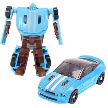 Imagem de Boneco Robô Transforma em Carro 2 em 1 Fighter Bots Warrior 8cm Azul L