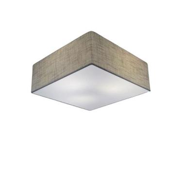 Imagem de Plafon Quadrado Md-3001 Cúpula em Tecido 35x35x12cm Rústico Cinza - Bi