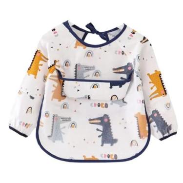 Imagem de Babador Manga Longa BLW Proteção Dupla Impermeável Jacaré - Baby