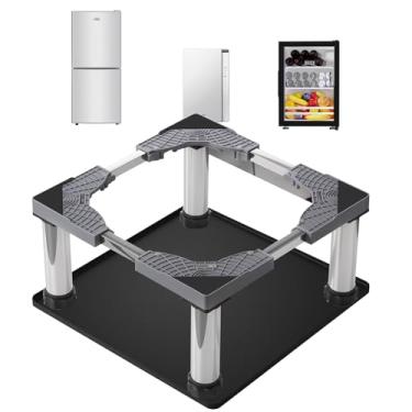 Imagem de Mini suporte de geladeira com tapete de silicone, suporte de geladeira ajustável com 4 pés de aço inoxidável (23 a 26 cm de altura), adequado para geladeiras pequenas, lavadora ou secadora compacta