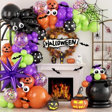 Imagem de Kit de guirlanda em arco de balão de Halloween OTLGEUA com 127 látex