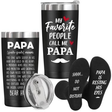 Imagem de Copo GwhyGifts Papa 600 ml com meias engraçadas para o Dia dos Pais