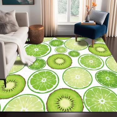 Imagem de FUYEUN Tapete de kiwi verde para quarto, dormitório, sala de estar, tapete de groselha chinesa, tapete de chão, capacho, 150 x 210 cm