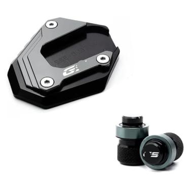 Imagem de Válvula de pneu para motocicleta Suporte lateral CNC Suporte Ampliador Pad compatível com F850GS F750GS F 750 850 GS Adventure 2018-2021 2022 (1 conjunto cinza)