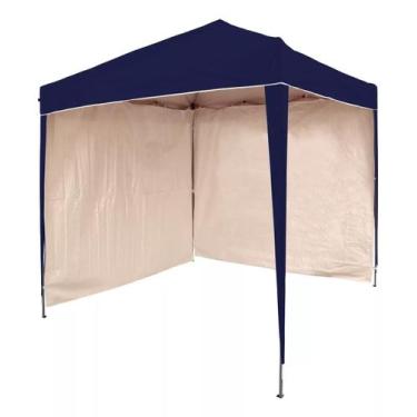 Imagem de Gazebo 2x2 PC Azul + 2 Paredes Ráfia Branca - TENDAS WILD