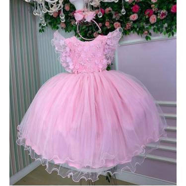 Imagem de Vestido Infantil Festa Rosa Jardim Encantado Luxo - Tecido Tafeta - Fa