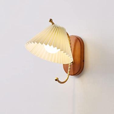 Imagem de Luminária de parede moderna de tecido, arandela de madeira, elegante luminária de cabeceira, luminária de parede para cabeceira de quarto, arandela de parede E27 para cabeceira de quarto, sa