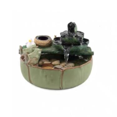 Imagem de Fonte de mesa, folha de lótus, pássaro, fonte de mesa, pequeno ornamento de água corrente, cerâmico, circulante, serenidade, decoração de casa, fonte de casa (pequena)