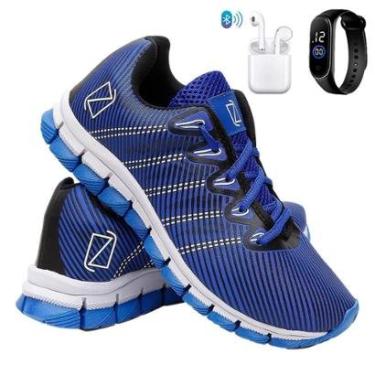 Imagem de Tênis Masculino Para Corrida Academia Caminhada Confortável Super Leve com Fone e Relógio-Masculino