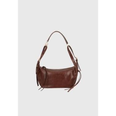 Imagem de Bolsa Média Couro Alça Ajustável Café Luiza Barcelos-Feminino