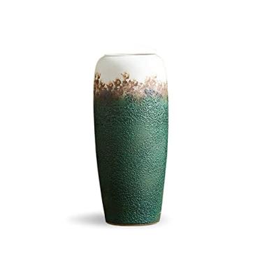 Imagem de AKALNNB Vaso de flores grande gradiente vaso de cerâmica moderno fosco verde vaso para sala de estar plantas bonsai decorativo decoração de casa ornamentos vaso para decoração