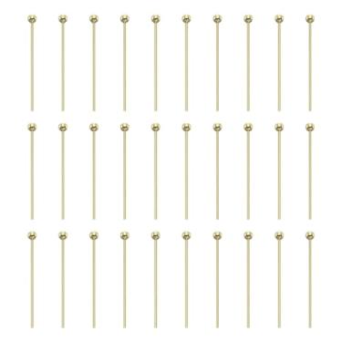 Imagem de HARFINGTON 100 peças de pinos de cabeça de bola de ouro 14 K, 2 cm, 20 mm, pinos de cabeça redonda para brinco, pingente, colar, pulseira, berloque, joias, descobertas, artesanato faça você mesmo