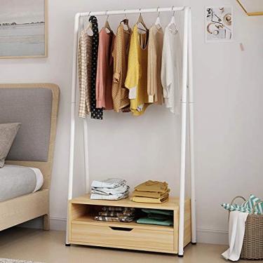 Imagem de Cabide com gavetas. Cabide inteligente para pendurar em madeira simples cabide para roupa cabide para poupança de espaço artigos simples para casa (cor: Natural,