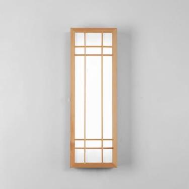 Imagem de MINJING Luminária de parede retangular de madeira, luminária de parede estilo japonês com abajur de acrílico branco, luminária decorativa de parede, luzes de parede