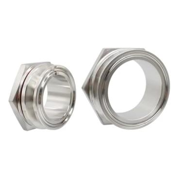 Imagem de DWBPGVUN Weldless Bulkhead Tri Clamp 3.8 cm 5.1 cm 5.1 cm aço inoxidável SS304 tanque de água lata de cerveja conector acessórios para tubos (3,8 cm)