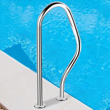 Imagem de 1 unidade corrimão de piscina, corrimão fácil de instalar cabo de segurança em aço inoxidável 304, corrimão de piscina à prova de ferrugem