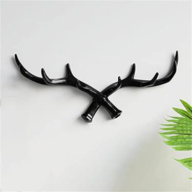 Imagem de Cabide de resina chifre de gancho nórdico cabide de pendurar na parede porta-chaves chapéu casaco decoração de parede casa cabide gancho toalha unissex (cor: azul tamanho (preto