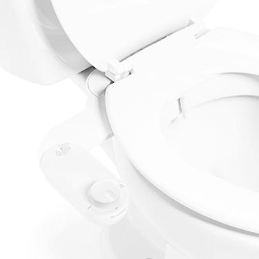 Imagem de Brondell Fresh Spa ajustável, acessório de bidê FSA-15 para assentos sanitários com bocal único ajustável, controle de braço lateral, perfil fino, branco (temperatura ambiente)