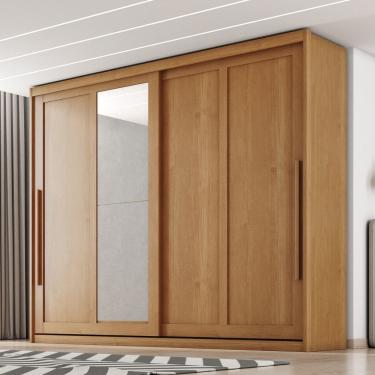Imagem de Guarda Roupa Casal com Espelho 2 Portas de Correr em MDF Atraente Zanzini