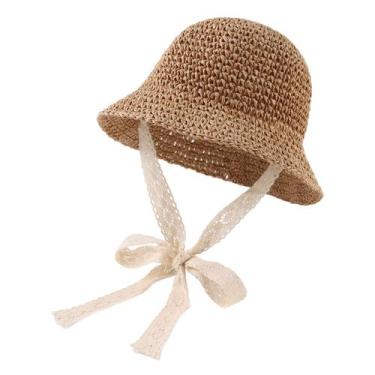 Imagem de Chapéu de palha JANGANNSA Baby Girl Sun Protection 2-5 anos cáqui