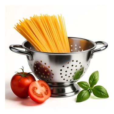 Imagem de Escorredor De Massas Macarrão Em Inox Com Alça 24 Cm