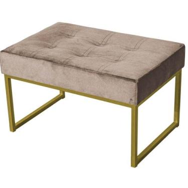 Imagem de Puff Decorativo Karina Base Gold Veludo Cappuccino - Montanaris Decor 