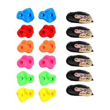 Imagem de Pegciuho 6 Peças de Suportes para árvores de Escalada para Crianças, Artificial com Cinta de Catraca, Suporte Seguro Adequado para Atividades Físicas em, 12 Agarras de Escalada